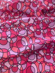 Pembe Daireli Geometrik Desenli Kumaş