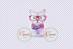 Gözlüklü Kedi Desenli Kumaş