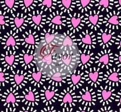 Pembe Kalp Desenli Kumaş