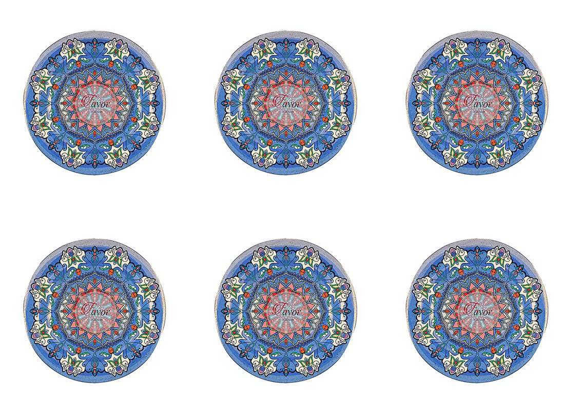 Yeşil Mandala Desenli Kumaş mavi