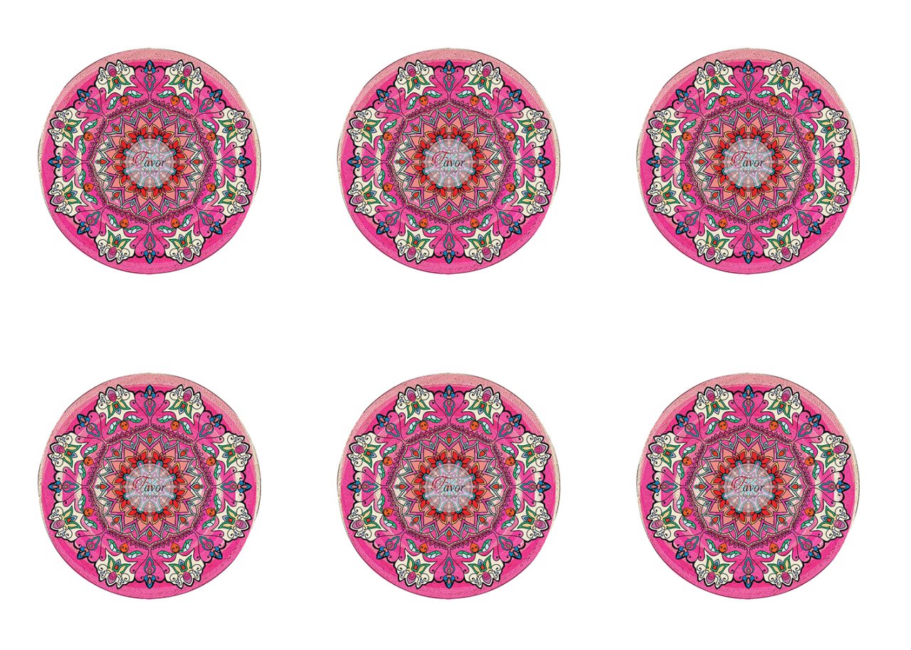Yeşil Mandala Desenli Kumaş pembe