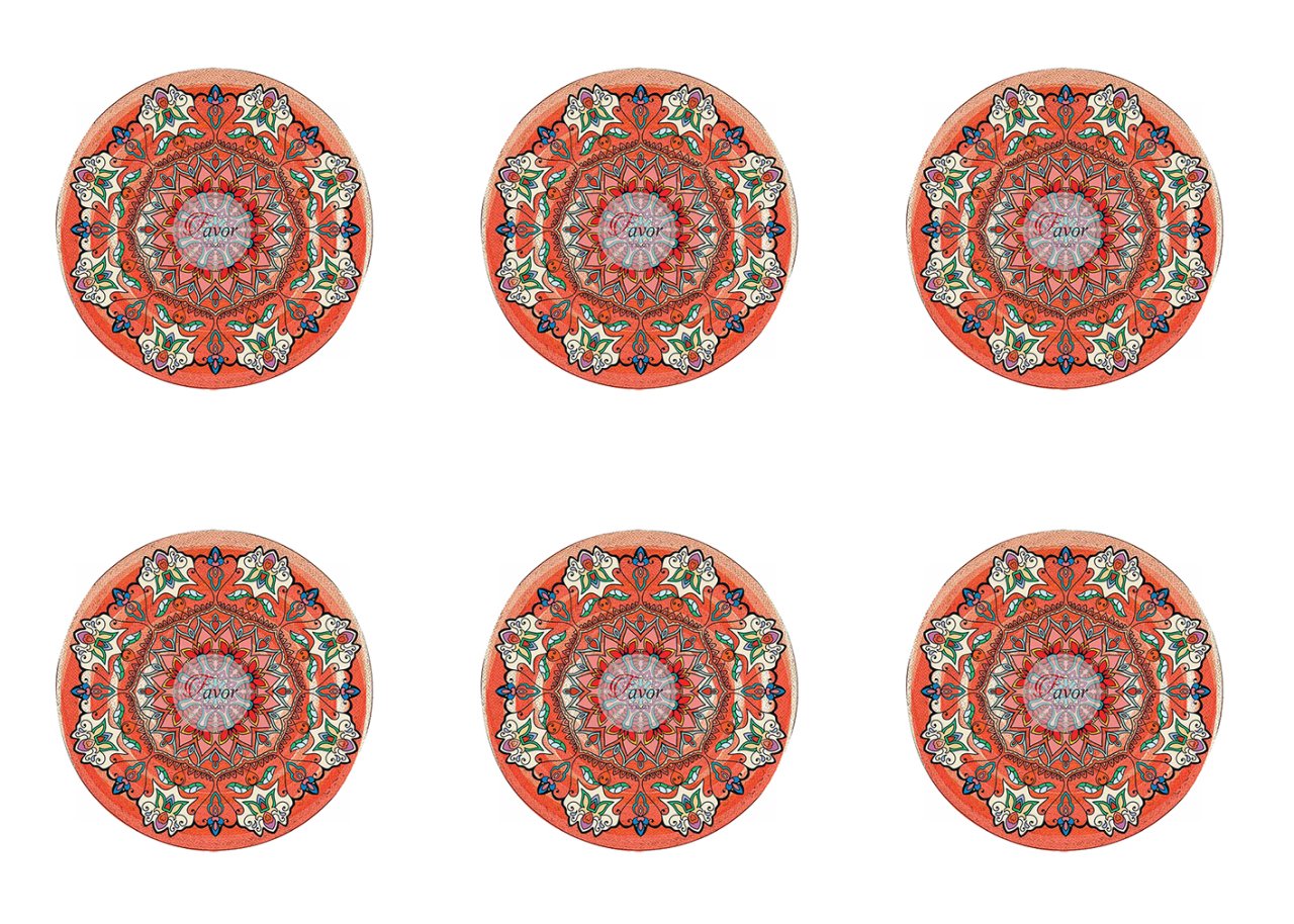 Yeşil Mandala Desenli Kumaş turuncu