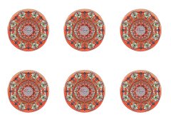 Yeşil Mandala Desenli Kumaş turuncu