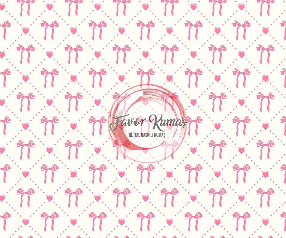 Pembe Kurdeleler 2 Desenli Kumaş