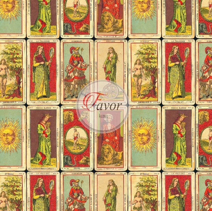 Tarot Kartı Desenli Kumaş
