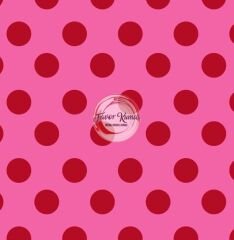 Çift Renk Puantiye Desenli Kumaş (1,92 cm) Elite Poplin Kumaş - pembe