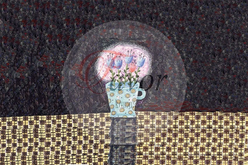 Fincan Çiçek Desenli Kumaş 3