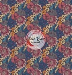 Soft Yapraklı Çiçek  Desenli Kumaş