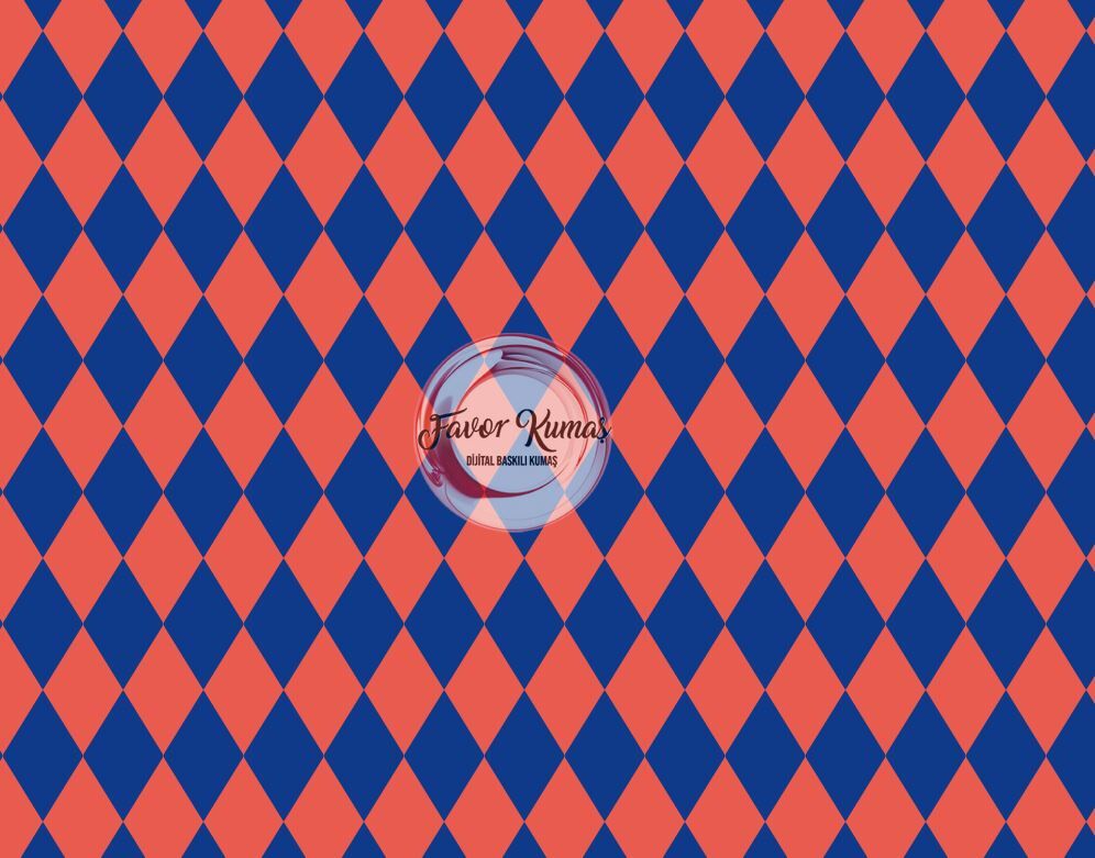 Çift Renk Baklava Desenli Kumaş (2 cm) Elite Poplin Kumaş - saks