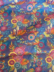 Koyu Pastel Geometrik Çiçek  Desenli Kumaş