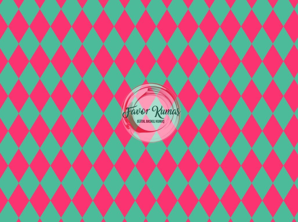 Çift Renk Baklava Desenli Kumaş (2 cm) Elite Poplin Kumaş - mint