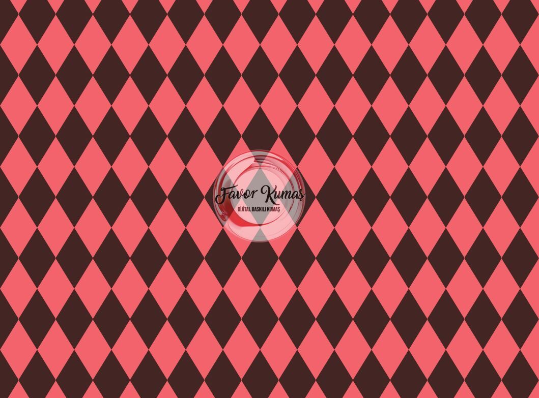 Çift Renk Baklava Desenli Kumaş (2 cm) k.kahve - Elite Poplin Kumaş
