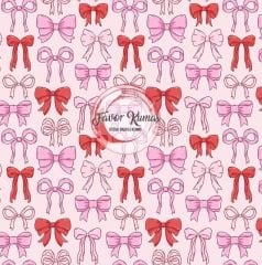 Pembe Fiyonk Kurdele 3 Desenli Kumaş