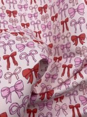Pembe Fiyonk Kurdele 3 Desenli Kumaş