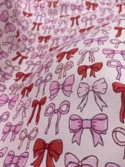 Pembe Fiyonk Kurdele 3 Desenli Kumaş