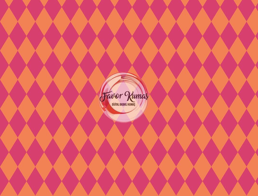 Çift Renk Baklava Desenli Kumaş (2 cm) fuşya - Elite Poplin Kumaş
