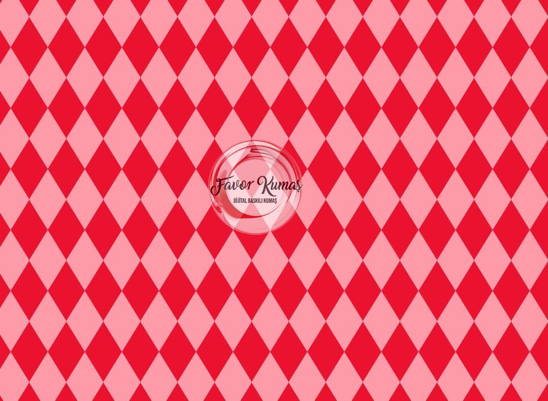Çift Renk Soft Baklava Desenli Kumaş (2 cm) Elite Poplin Kumaş - pembe