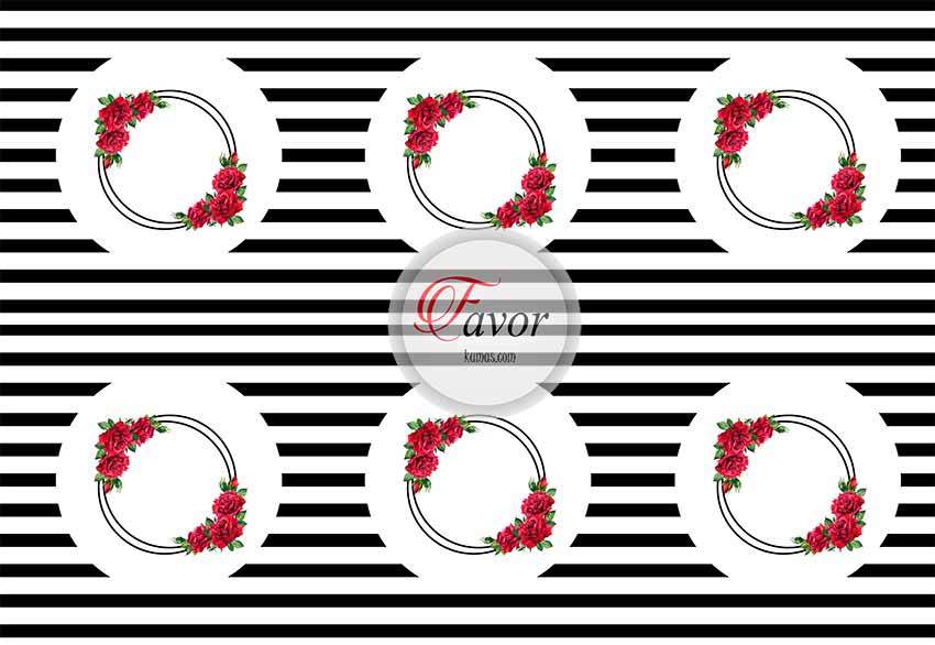 Çizgili Çiçek Desenli Runner Kumaşı 1 mt -6 adet supla