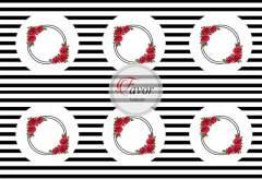 Çizgili Çiçek Desenli Runner Kumaşı 1 mt -6 adet supla