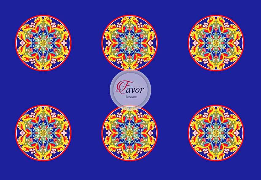 Mavi Zemin Mandala Desenli Kumaş