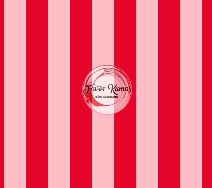 Çift Renk Çizgi Desenli Kumaş (3 CM X 3 CM ) Elite Poplin Kumaş - kırmızı