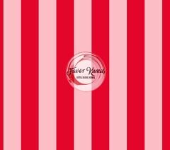 Çift Renk Çizgi Desenli Kumaş (3 CM X 3 CM ) Elite Poplin Kumaş - kırmızı