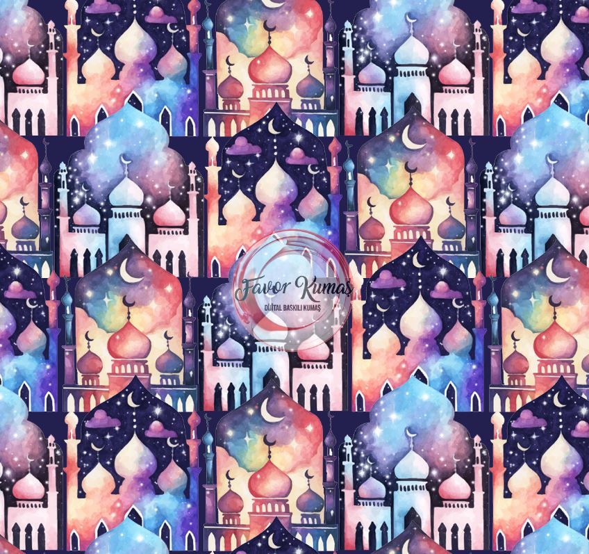 Ramazan Lacivert Cami Desenli Kumaş