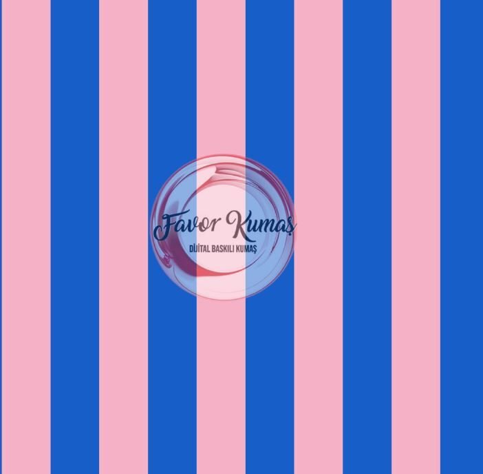 Çift Renk Çizgi Desenli Kumaş (3 CM X 3 CM ) Elite Poplin Kumaş - mavi