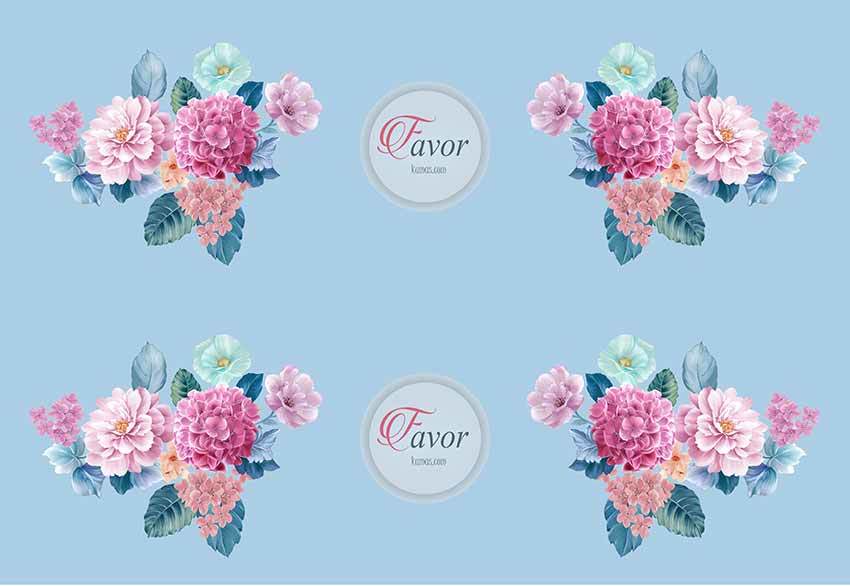 Pembe Ortanca Çiçeği Runner Kumaşı 1 mt- 2 adet runner MAVİ