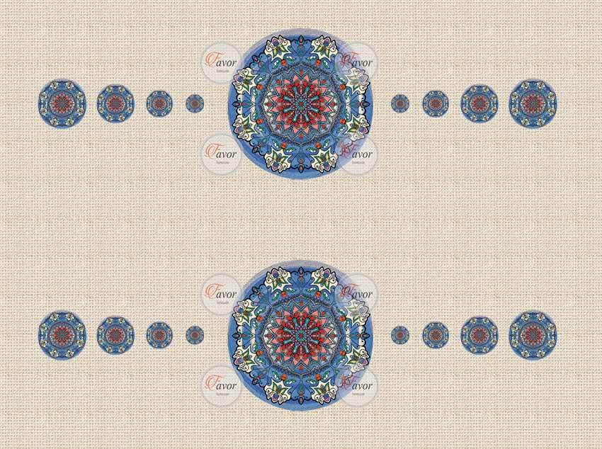 Mandala Desenli Kumaş 1 mt- 2 adet runner MAVİ