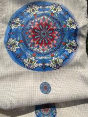 Mandala Desenli Kumaş 1 mt- 2 adet runner MAVİ