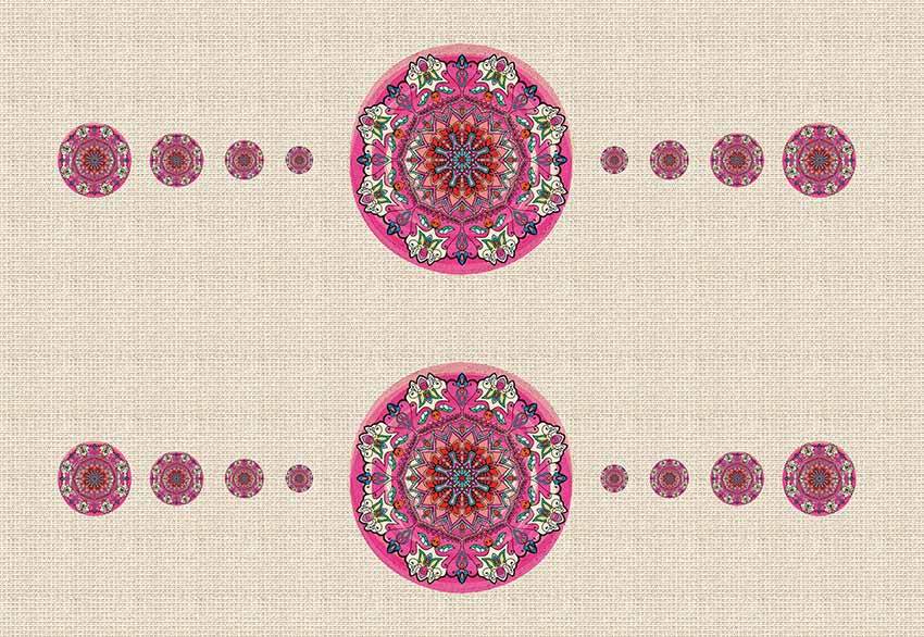 Mandala Desenli Kumaş 1 mt- 2 adet runner PEMBE