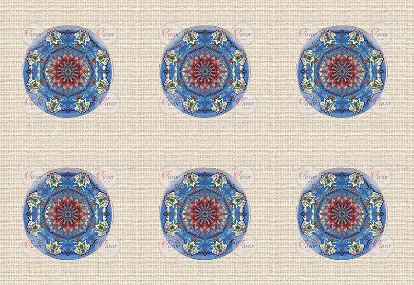 Mandala Desenli Kumaş 1 mt-6 adet supla MAVİ