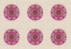 Mandala Desenli Kumaş 1 mt-6 adet supla PEMBE