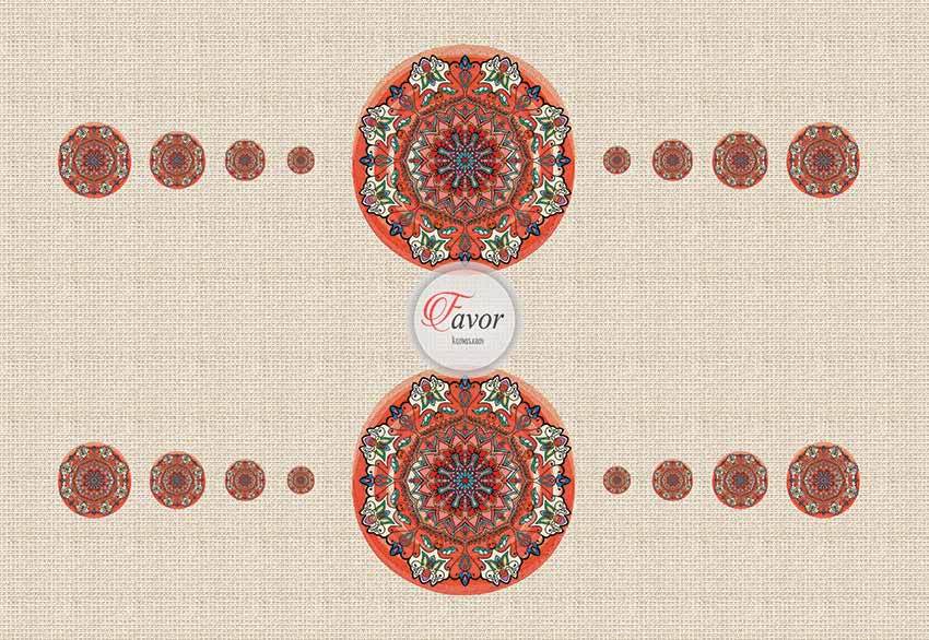 Mandala Desenli Kumaş 1 mt -2 adet runner TURUNCU
