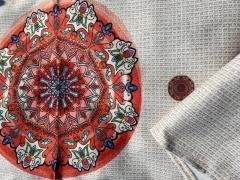 Mandala Desenli Kumaş 1 mt -2 adet runner TURUNCU