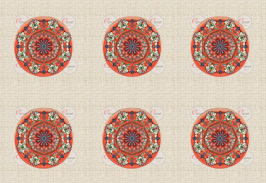 Mandala Desenli Kumaş 1 mt-6 adet supla TURUNCU