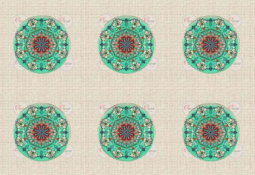 Mandala Desenli Kumaş 1 mt-6 adet supla YEŞİL