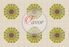 Mandala Desenli Kumaş 1 mt -6 adet supla SARI