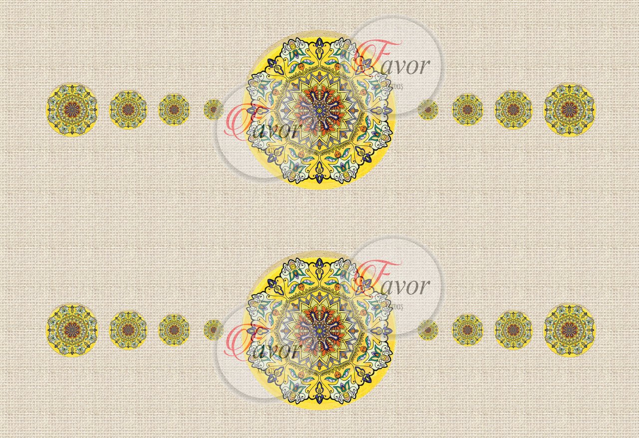 Mandala Desenli Kumaş 1 mt-2 adet runner SARI