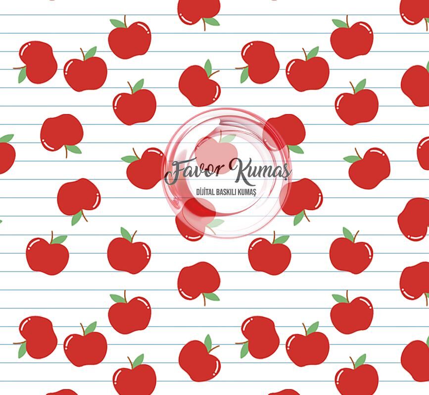 Defter Ve Elma Desenli Kumaş