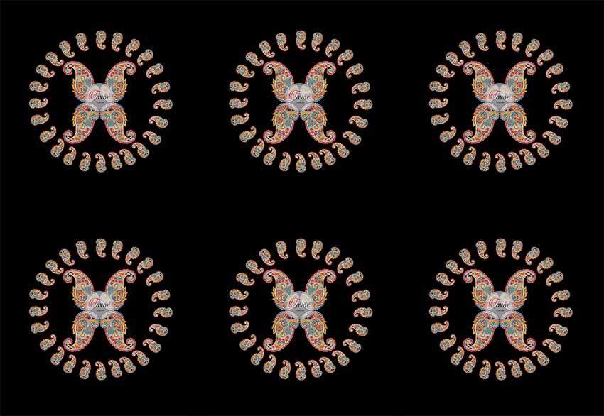 Pateh Desenli Runner ve Supla Kumaşı 1 mt -6 adet supla SİYAH