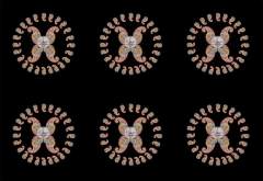 Pateh Desenli Runner ve Supla Kumaşı 1 mt -6 adet supla SİYAH