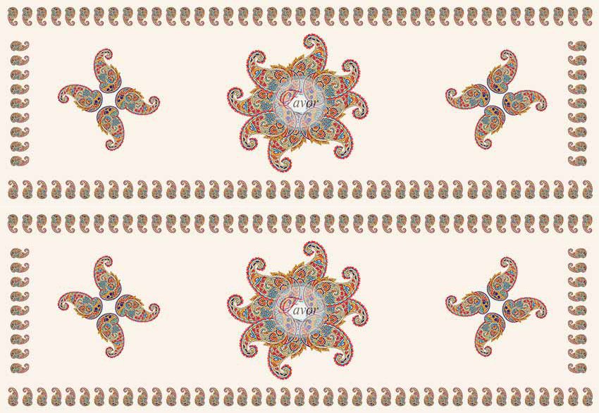 Pateh Desenli Runner ve Supla Kumaşı 1 mt- 2 adet runner BEYAZ