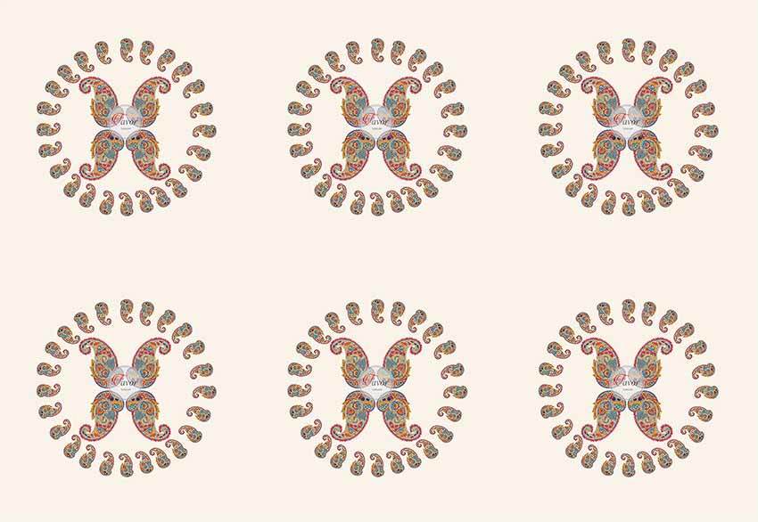 Pateh Desenli Runner ve Supla Kumaşı 1 mt- 6 adet supla-BEYAZ