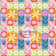 Kareli Çiçek Desenli Kumaş 3