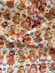 Sevimli Küçük Kızlar  Desenli Kumaş