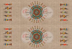 Afrikalı Kadın Runner ve Supla Kumaşı 2 KETEN  GÖRÜNÜMLÜ ORTASI DOLU