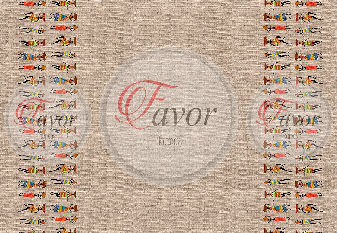 Afrikalı Kadın Runner ve Supla Kumaşı 2 KETEN GÖRÜNÜMLÜ ORTASI BOŞ