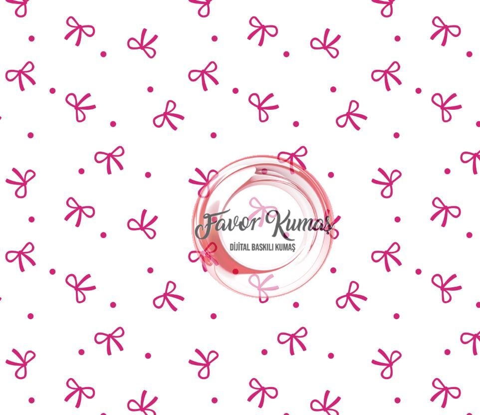 Pembe Çıtır Fiyonk Kurdele 5 Desenli Kumaş